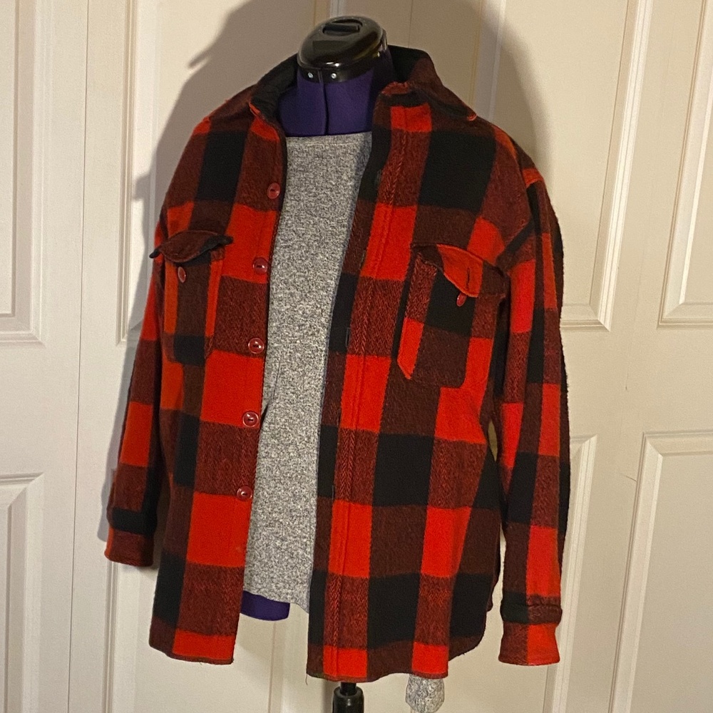 Vintage Red/Black Plaid Woolrich Shirt Jacket
